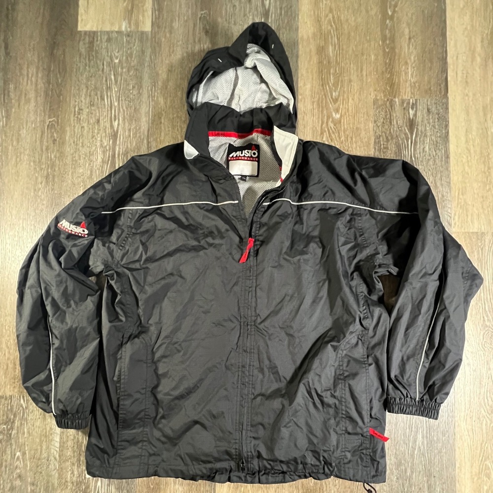 Musto Performance Jacket Mens XXL Black Sailing Windbreaker Hooded Breathable